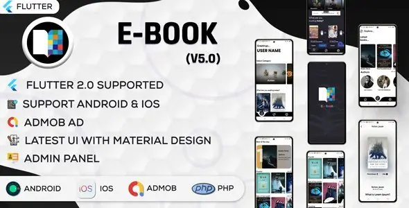 Flutter EBook App (Online eBook Reading, Download eBooks,Books App) Pdf and Epub Supported | v5.1 Flutter Ecommerce Mobile App template