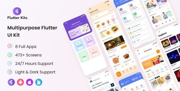 Flutter Kits - Multipurpose Flutter Developer Full Apps UI Kit Flutter Music &amp; Video streaming Mobile Uikit