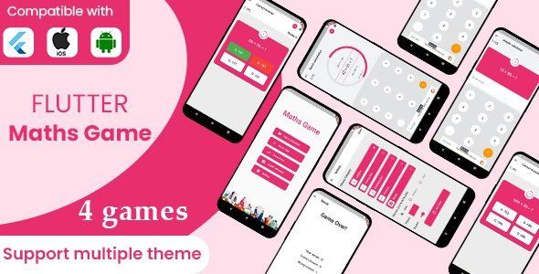 Flutter maths games 4 in 1 with admob ready to publish template Flutter Game Mobile App template