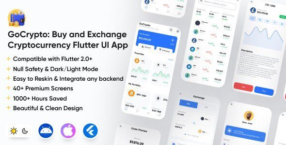 GoCrypto: Trade &amp; Wallet | Buy and Exchange Finance | Crypto Trading | Android + iOS Flutter App UI Flutter Finance &amp; Banking Mobile App template