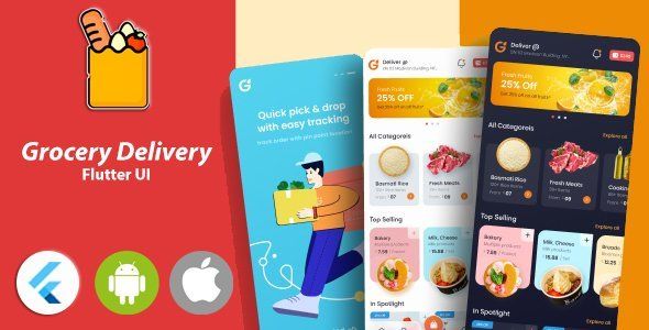 Grocery Flutter App Template 2 | Flutter 2.0 Flutter Food &amp; Goods Delivery Mobile App template