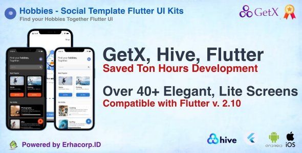Hobbies - Social Template Flutter v.2.10 UI Kits with GetX | Hive Flutter Social &amp; Dating Mobile Ukit