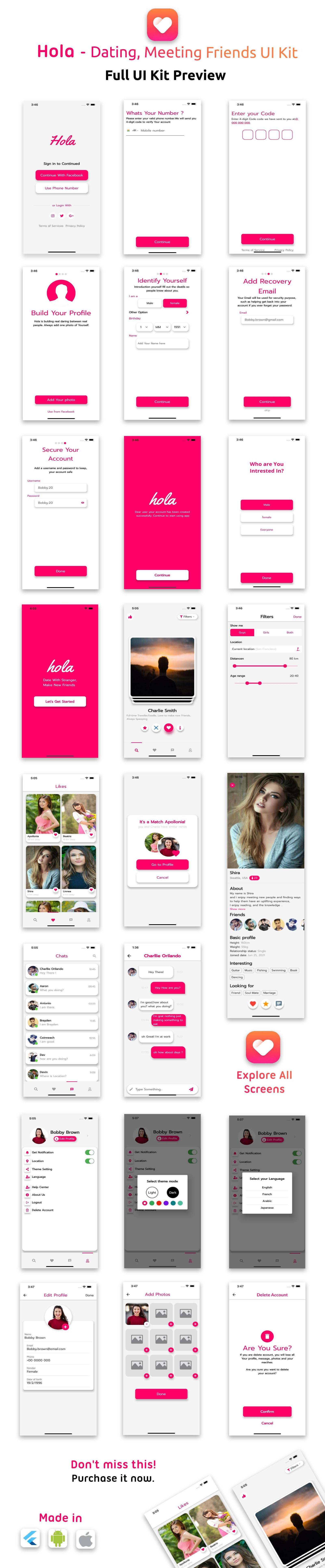 Hola Dating Android App Template + iOS App Template | Flutter | Boys-Girls Dating App - 3