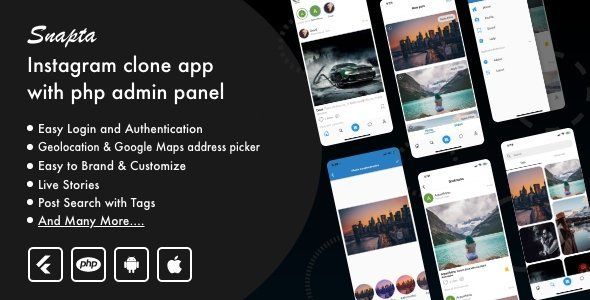 Instagram clone app flutter android and iOS with Admin Panel Flutter Chat &amp; Messaging Mobile App template