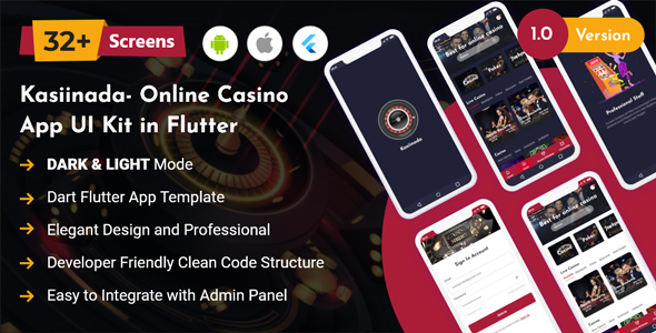 Kasiinada - Online Casino App UI Kit in Flutter Flutter  Mobile App template