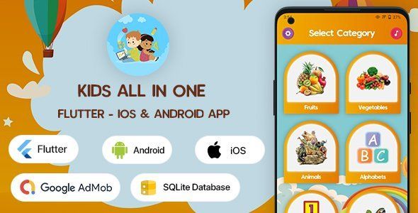 Kids All In One Learning - Flutter Android &amp; iOS App Flutter Game Mobile App template