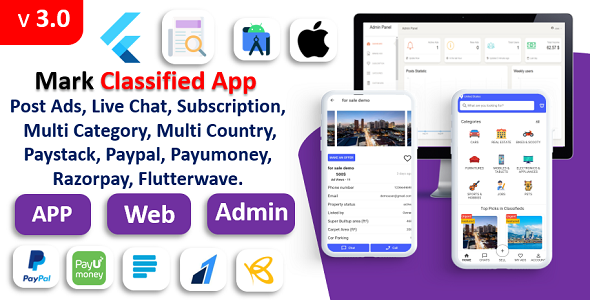 Mark Classified App | Classified App | Multi Payment Gateways Integrated | Buy &amp; Sell | Subscription Flutter Chat &amp; Messaging Mobile App template