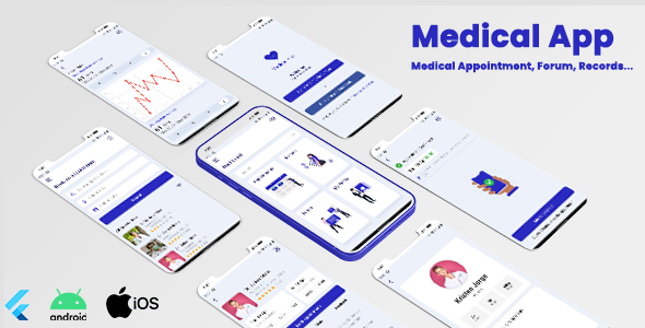 Medical App - Flutter UI Kit | Appointment, Medical Records &amp; Forums | Android | IOS Flutter  Mobile Uikit