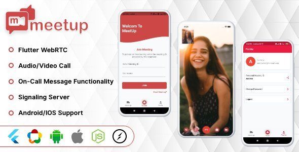 MeetUp: Complete Audio/Video Calling + Meeting Solution With Flutter WebRTC &amp; Signaling Server Flutter Chat &amp; Messaging Mobile App template