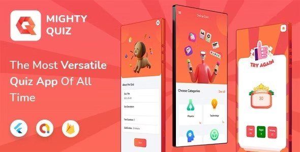 MightyQuiz: Flutter Online Quiz App with Firebase Backend + Admin Panel Flutter Developer Tools Mobile App template