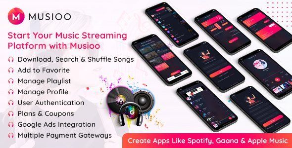 Musioo - Online Music Streaming Platform Flutter App with Admob Ads Flutter Music &amp; Video streaming Mobile App template