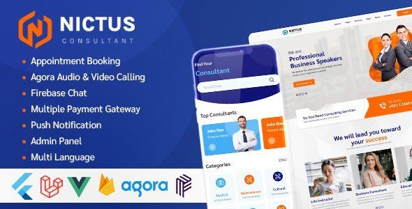 Nictus Consultation - Complete online appointment booking solution with flutter mobile app &amp; laravel Flutter  Mobile App template