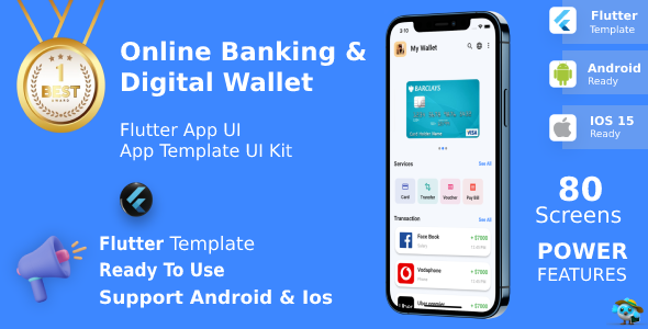 Online Banking &amp; Digital Wallet Android + iOS | Flutter App Template | Werolla | Life Time Update Flutter Finance &amp; Banking Mobile Uikit