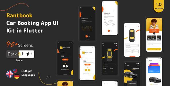 RantBook - Car Booking App UI Kit in Flutter Flutter Travel Booking &amp; Rent Mobile App template