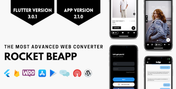 Rocket BeApp - Flutter Web Converter Flutter  Mobile App template