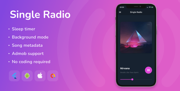 Single Radio - Flutter Full App Flutter Music &amp; Video streaming Mobile App template