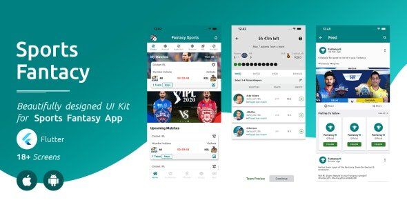 Sports Fantasy Game Android App Template + iOS App Template | Flutter | Sports Fantasy Flutter Game Mobile App template