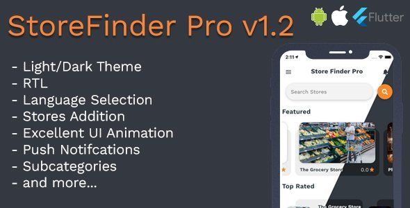 StoreFinder Pro Full App Flutter v1.2 Flutter Books, Courses &amp; Learning Mobile App template