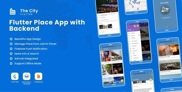 The City Flutter - Place App with Backend 1.0 Flutter Travel Booking &amp; Rent Mobile App template