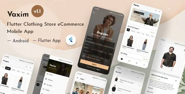 Vaxim - Clothing Retail Online Shop Flutter App + Admin Dashboard Flutter Ecommerce Mobile App template