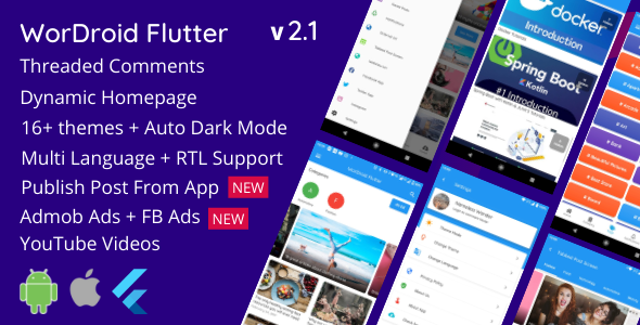 WorDroid Flutter - Full Wordpress App For Android and iOS Flutter  Mobile App template