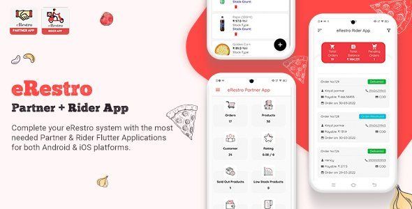 eRestro - Flutter Restaurant Partner &amp; Delivery Boy App | Rider App for Multi Restaurant System Flutter Food &amp; Goods Delivery Mobile App template