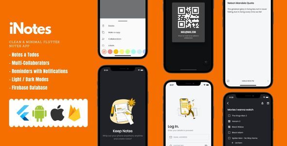 iNotes - Keep Notes and To-Dos app With Firebase, plus a Clean &amp; Minimal UI Flutter Developer Tools Mobile App template