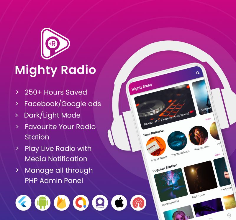 Mighty Radio - Flutter radio streaming app with php backend - 7