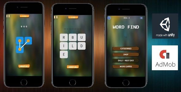 Word Find - ( Unity - Admob - IAP - Android ) Easy Reskin    