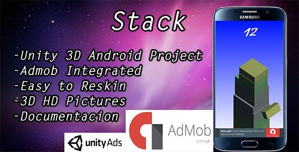 Stack game with Admob banner and Interstitial    