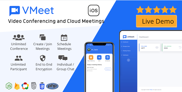 Vmeet - Video Conferencing &amp; Meeting App (iOS + Admin Panel)    