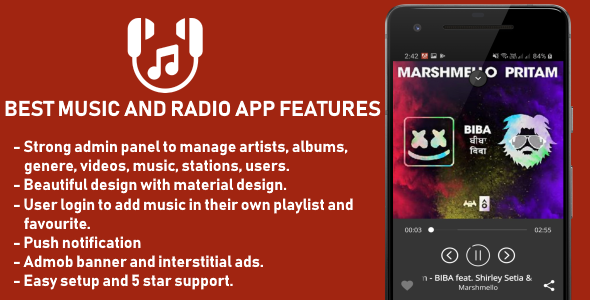 Best Music and Radio App Unity Music &amp; Video streaming Mobile App template