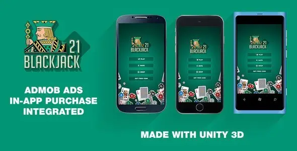 Blackjack 21 Unity Game Mobile App template