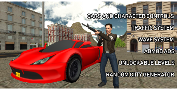 Crime Wars of San Andreas - GTA Style Unity Game Unity  Mobile App template