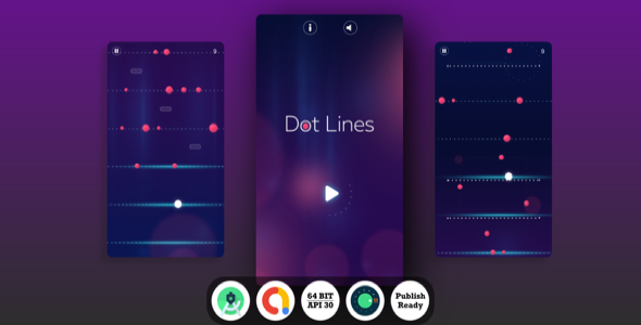 Dot Lines Android Game with Admob Ads + reward video + Android Studio + ready to publish Unity Game Mobile App template
