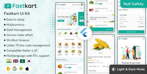 Fastkart - Grocery eCommerce flutter ui Kit Flutter Ecommerce Mobile App template