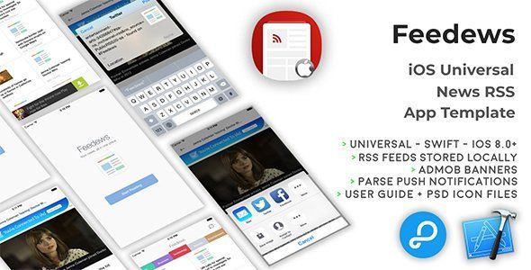 Feedews | iOS Universal News App Template (Swift) iOS Social &amp; Dating Mobile App template