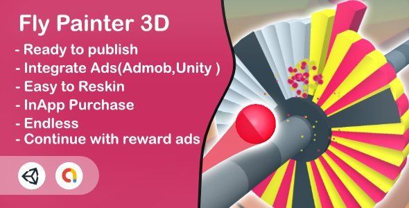 Fly Painter 3D(Unity Game+Admob+Android+iOS) Unity  Mobile App template