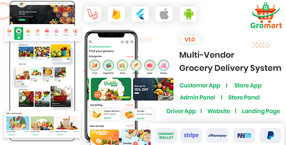 GroMart | Grocery Store App | Grocery Delivery | Multi -Vendor Grocery Flutter App Flutter Ecommerce Mobile App template
