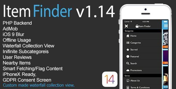 Item Finder MarketPlace Full iOS App v1.14 iOS Developer Tools Mobile App template
