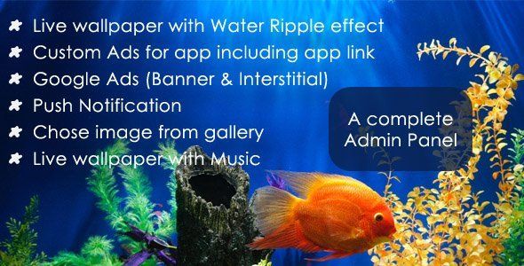 Live Wallpaper - Ripple &amp; water drop efffect Unity Music &amp; Video streaming Mobile App template