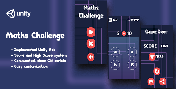 Maths Challenge - Complete Unity Game Unity Game Mobile App template