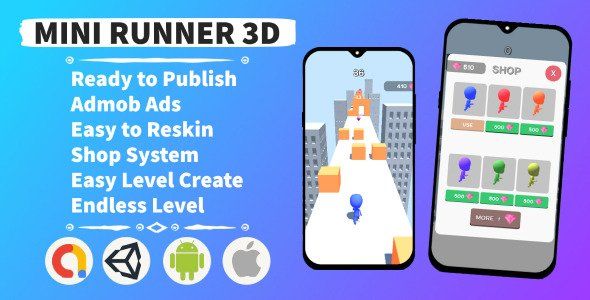 Mini Runner 3D (Unity+Admob+Hypercasual+Android)    