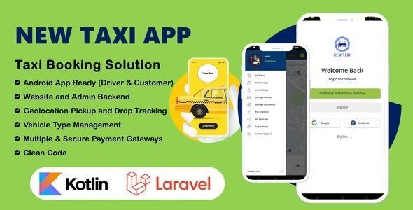NewTaxi App - Online Taxi Booking App With Admin Panel &amp; Driver/User Panel | Multi Payment Gateways Unity Travel Booking &amp; Rent Mobile App template