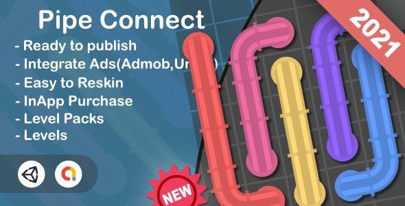 Pipe Connect(Unity Game+Admob+iOS+Android) Unity Game Mobile App template