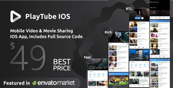 PlayTube IOS - Sharing Video Script Mobile IOS Native Application iOS Social &amp; Dating Mobile App template