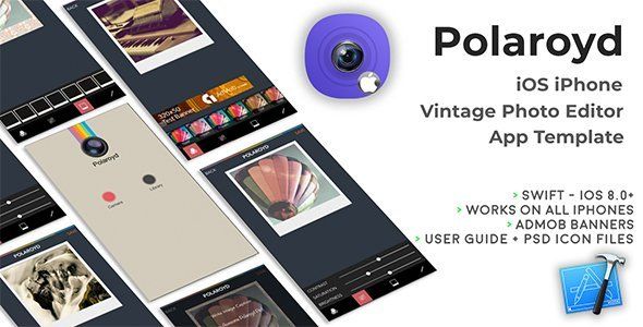 Polaroyd | iOS iPhone Photo App Template (Swift) iOS Books, Courses &amp; Learning Mobile App template
