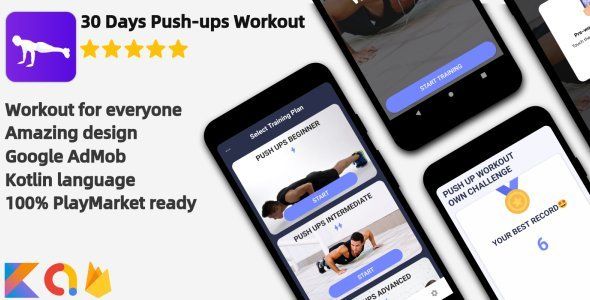 Push-ups Workout - Android Workout Application Unity Sport &amp; Fitness Mobile App template