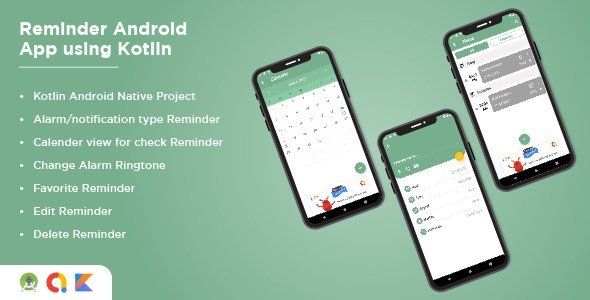 Reminder Android App Using Kotlin Alarm Android App Unity  Mobile App template