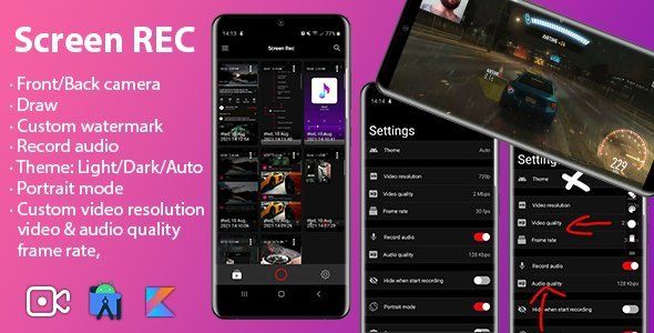 Screen recorder | Camera - Audio - Draw - Watermark Unity Game Mobile App template